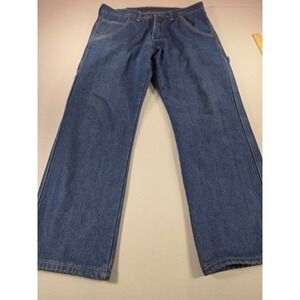 Smith's Workwear Flannel Lined Carpenter Jeans Mens 34x30 Blue Denim Plaid